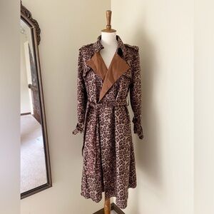 Few Moda Faux Suede Leopard Print Size Small Trench